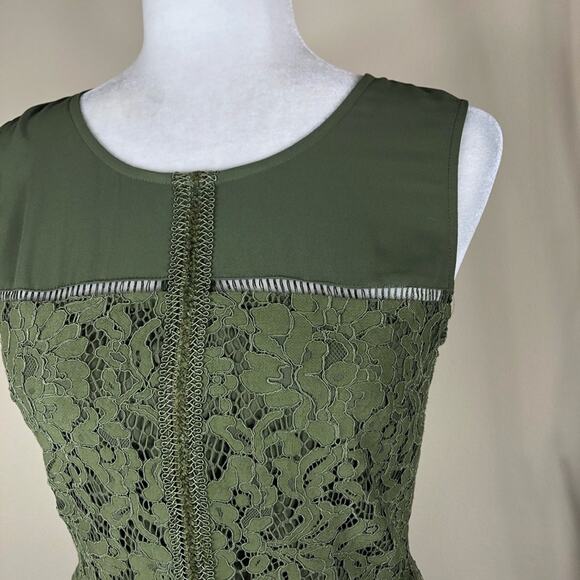 MAISON JULES Moss Green Sleeveless Lace Dress 2 NWT - Picture 5 of 7